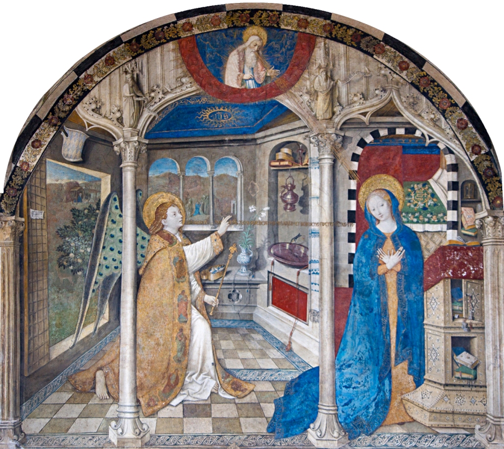 Fig. 09: Detail of Annunciation painting by Jos Amman, 1451, Santa Maria di Castello in Genoa